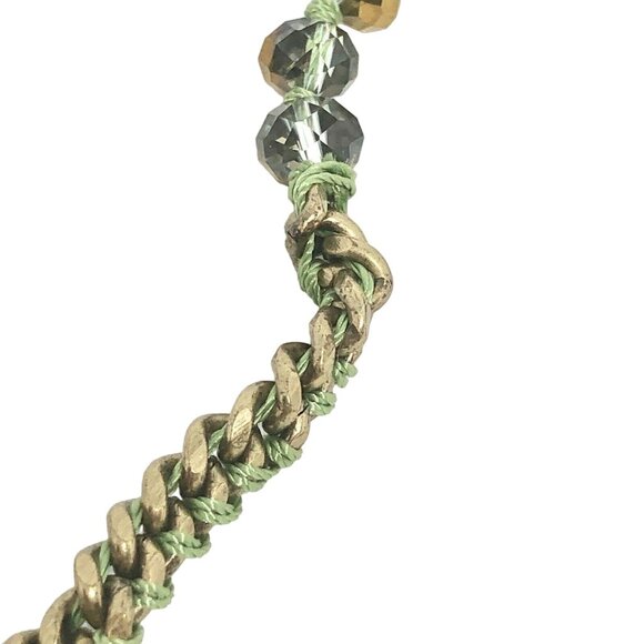 Chloe Plus Isabel Green Woven Chain Necklace W/ Faceted Gold & Silver Beads - Picture 3 of 8
